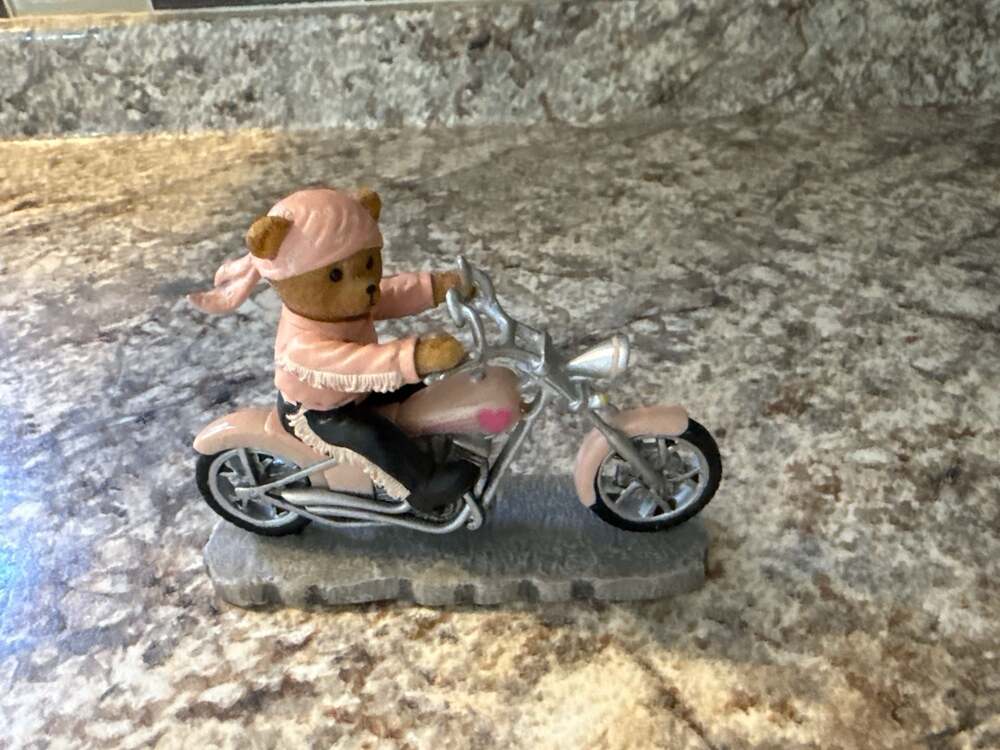 Faithful Fuzzies Headed for a Cure Motorcycle Bear Figurine